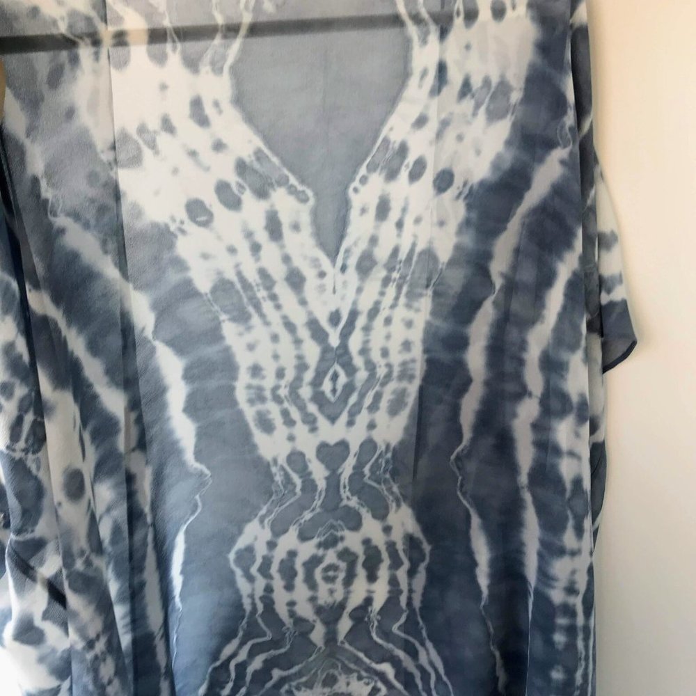 100% Silk Artist Made Shibori Dyed Open Front Women's Jacket / Cape - Picture 4 of 6